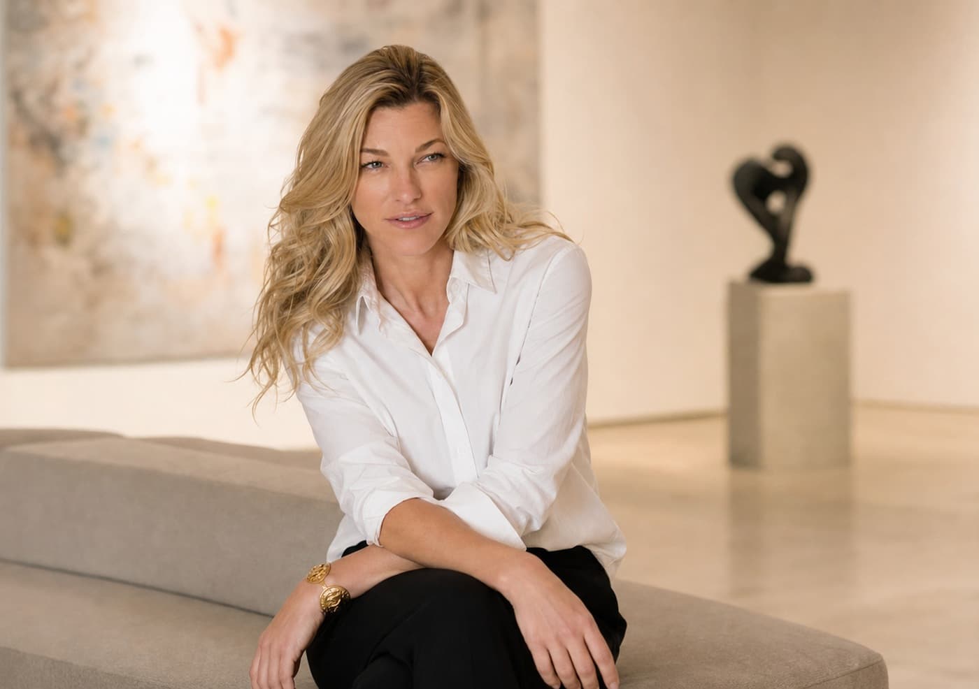 Nicole Junkermann Art Review notes page portrait in a contemporary gallery